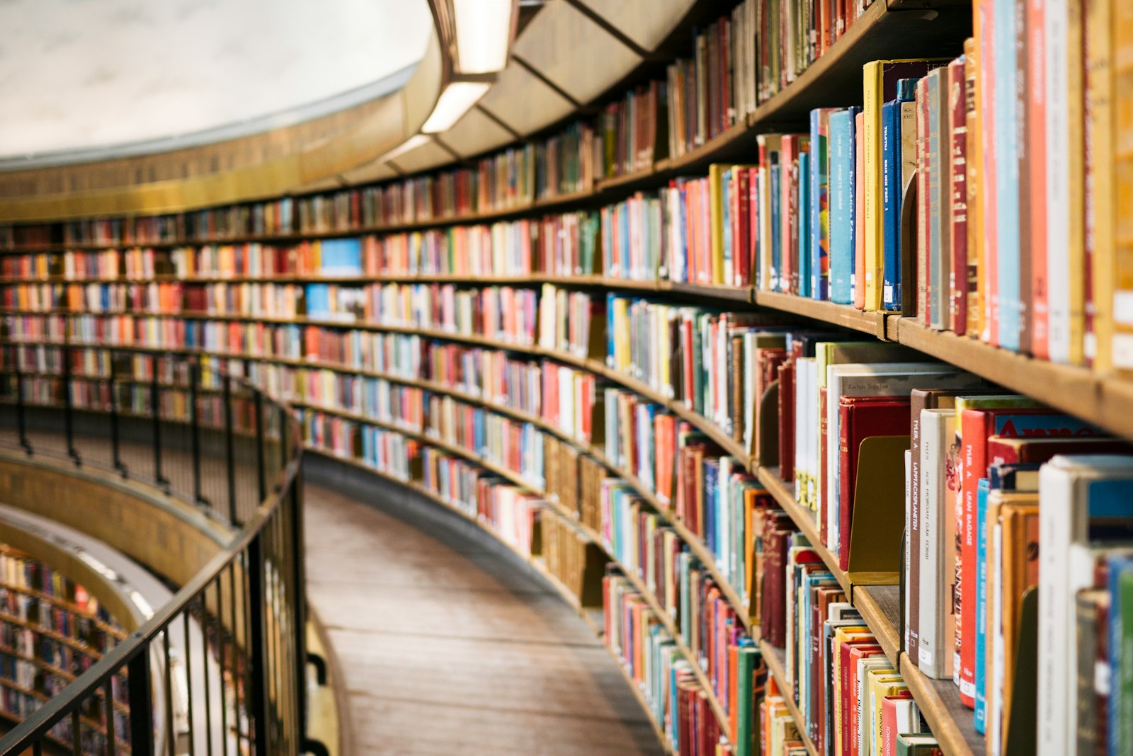 Shelves of books and journals in a university library